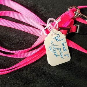 44" Pink Dog Leash and Sz. Xtra Small 8" Collar Set